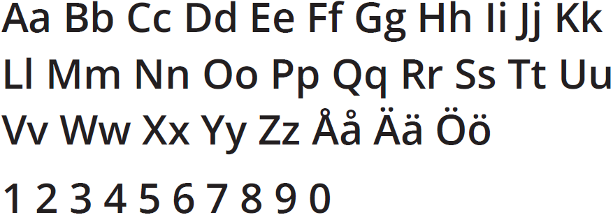 Malli Open Sans Semibold -fontista
